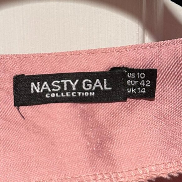 Nasty Gal Shimmer Over Here Pink Mini Shirt Dress - Size 10 - Picture 5 of 5